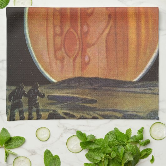 ヴィンテージ サイエンス フィクション、ガニメデの宇宙飛行士 キッチンタオル (折り畳み)