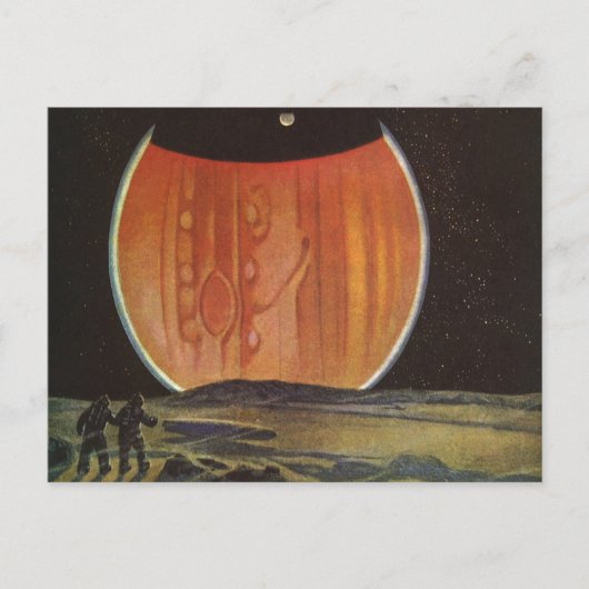 ヴィンテージ サイエンス フィクション、ガニメデの宇宙飛行士 ポストカード (正面)
