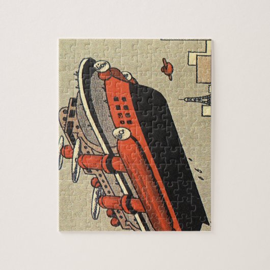 ヴィンテージ サイエンス フィクション クルーズ船 ヘリコプター ジグソーパズル (縦)