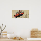 ヴィンテージ サイエンス フィクション クルーズ船 ヘリコプター ポスター (キッチン)