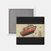 ヴィンテージ サイエンス フィクション クルーズ船 ヘリコプター マグネット (正面/裏面)