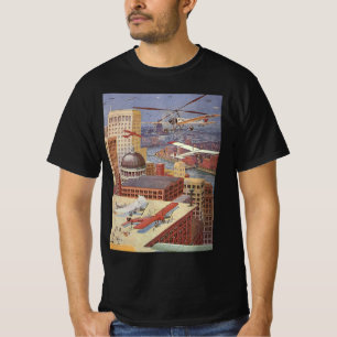 ヴィンテージ サイエンス フィクション シティ、ヴィクトリア朝 スチームパンク Tシャツ