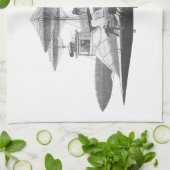 ヴィンテージ サイエンス フィクション スチームパンク エアシップ 日食 キッチンタオル (折り畳み)