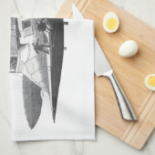 ヴィンテージ サイエンス フィクション スチームパンク エアシップ 日食 キッチンタオル (四つ折り)