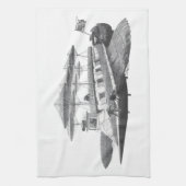 ヴィンテージ サイエンス フィクション スチームパンク エアシップ 日食 キッチンタオル (縦)