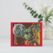 ヴィンテージ サイエンス フィクション ハッピー バースデー メッセージ ポストカード (スタンド正面)