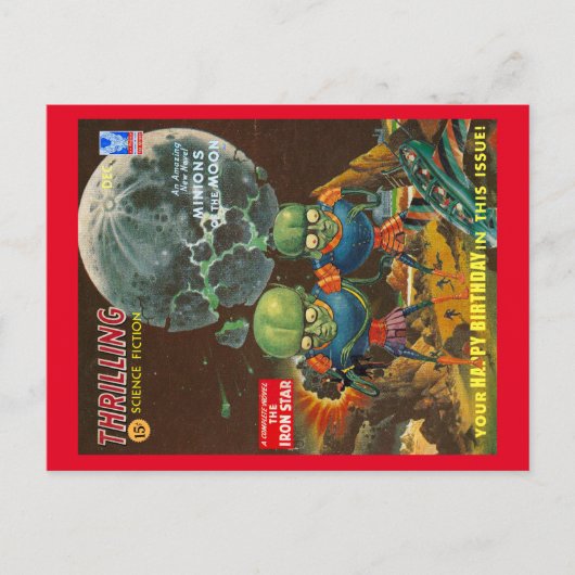 ヴィンテージ サイエンス フィクション ハッピー バースデー メッセージ ポストカード (正面)