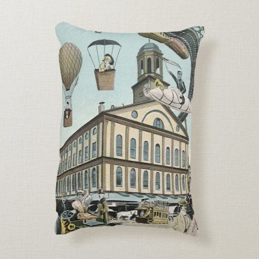ヴィンテージ サイエンス フィクション、ビクトリアン スチーム パンク シティ アクセントクッション (裏面(縦))