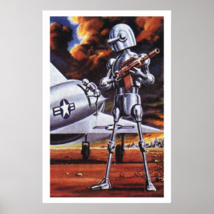 ヴィンテージ サイエンス フィクション ミリタリー ロボット ソルジャー ポスター