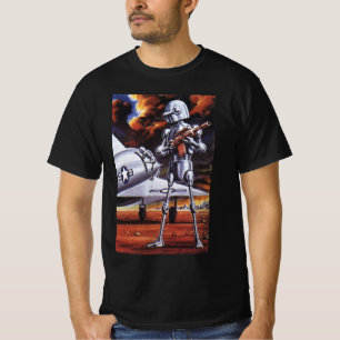 ヴィンテージ サイエンス フィクション ミリタリー ロボット ソルジャー Tシャツ