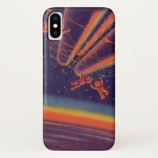 ヴィンテージ サイエンス フィクション レインボー 宇宙飛行士 Case-Mate iPhoneケース (裏面)