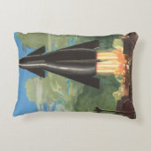 ヴィンテージ サイエンス フィクション、ロケットが地球から打ち上がる アクセントクッション (裏面)