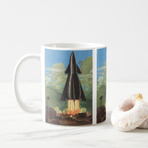 ヴィンテージ サイエンス フィクション, ロケットが地球から打ち上がる コーヒーマグカップ