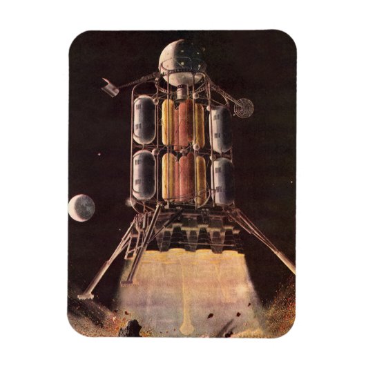 ヴィンテージ サイエンス フィクション ロケットが惑星を離陸 マグネット (縦)