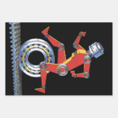 ヴィンテージ サイエンス フィクション ロボットが車輪で走る ラッピングペーパーシート (正面2)