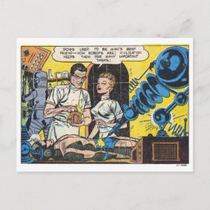 ヴィンテージ サイエンス フィクション ロボット ゴールデンエイジ コミックス パネル ポストカード