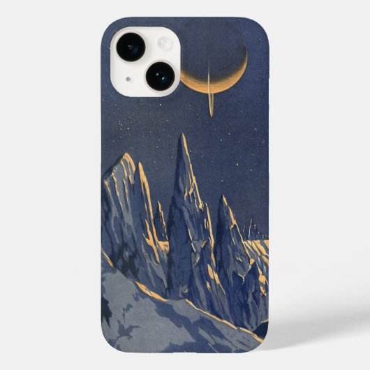 ヴィンテージ サイエンス フィクション、 三日月 雪の惑星 Case-Mate iPhoneケース (裏面)