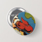 ヴィンテージ サイエンス フィクション、地球上の SF ロケット 缶バッジ (正面&裏面)