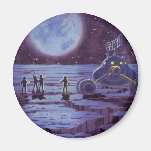 ヴィンテージ サイエンス フィクション 地球 ローバー エイリアン on 月 マグネット (正面)