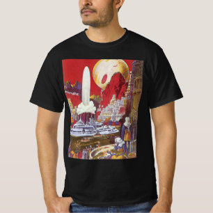 ヴィンテージ サイエンス フィクション 失われたアトランティスの街 Tシャツ