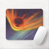 ヴィンテージ サイエンス フィクション、宇宙で輝くロケット マウスパッド (マウス)