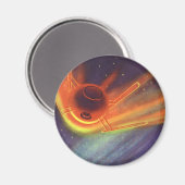 ヴィンテージ サイエンス フィクション、宇宙で輝くロケット マグネット (正面/裏面)