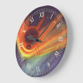 ヴィンテージ サイエンス フィクション、宇宙で輝くロケット ラージ壁時計 (傾斜)