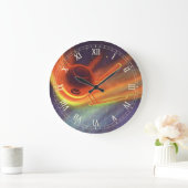 ヴィンテージ サイエンス フィクション、宇宙で輝くロケット ラージ壁時計 (ホーム)