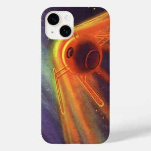ヴィンテージ サイエンス フィクション、宇宙で輝くロケット Case-Mate iPhone 14ケース