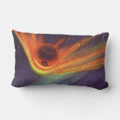 ヴィンテージ サイエンス フィクション、宇宙を駆ける輝くロケット ランバークッション (裏面)