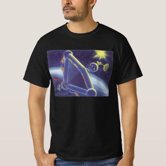 ヴィンテージ サイエンス フィクション 宇宙ステーション Tシャツ (正面)