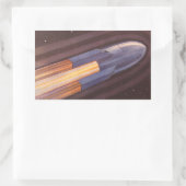 ヴィンテージ サイエンス フィクション 宇宙船 ロケット 長方形シール (バッグ)
