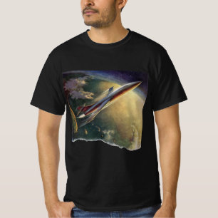 ヴィンテージ サイエンス フィクション 宇宙船 飛行機 地球 Tシャツ