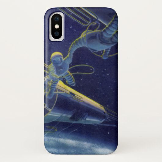 ヴィンテージ サイエンス フィクション 宇宙遊泳するSFエイリアン Case-Mate iPhoneケース (裏面)