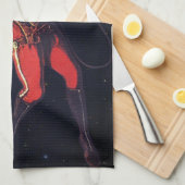 ヴィンテージ サイエンス フィクション 宇宙飛行士が宇宙空間に キッチンタオル (四つ折り)