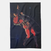 ヴィンテージ サイエンス フィクション 宇宙飛行士が宇宙空間に キッチンタオル (縦)