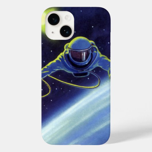 ヴィンテージ サイエンス フィクション 宇宙飛行士が宇宙遊泳中 Case-Mate iPhoneケース (裏面)