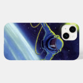 ヴィンテージ サイエンス フィクション 宇宙飛行士が宇宙遊泳中 Case-Mate iPhoneケース (裏面 (横))