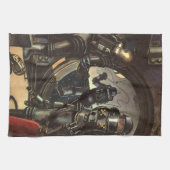 ヴィンテージ サイエンス フィクション 宇宙飛行士たちの宇宙遊泳 キッチンタオル (横)