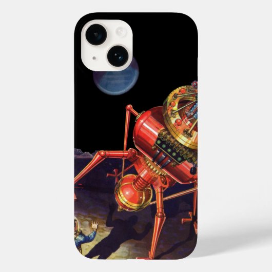 ヴィンテージ サイエンス フィクション 宇宙飛行士とエイリアン ロボット Case-Mate iPhoneケース (裏面)