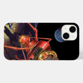 ヴィンテージ サイエンス フィクション 宇宙飛行士とエイリアン ロボット Case-Mate iPhoneケース (裏面 (横))