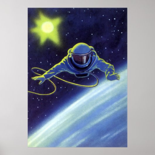 ヴィンテージ サイエンス フィクション 宇宙飛行士の宇宙遊泳 ポスター (正面)