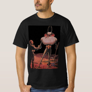 ヴィンテージ サイエンス フィクション 宇宙飛行士の握手 エイリアン Tシャツ