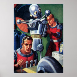 ヴィンテージ サイエンス フィクション 宇宙飛行士 ロボット修理 ポスター