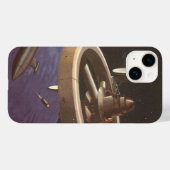 ヴィンテージ サイエンス フィクション、惑星を周回する宇宙ステーション Case-Mate iPhoneケース (裏面 (横))