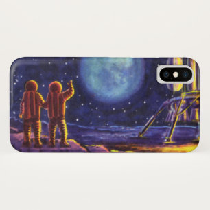ヴィンテージ サイエンス フィクション 月のサイエンス フィクション宇宙飛行士 iPhone X ケース