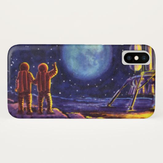 ヴィンテージ サイエンス フィクション 月のサイエンス フィクション宇宙飛行士 Case-Mate iPhoneケース (裏面(横))