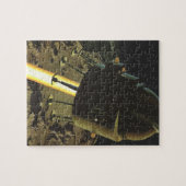 ヴィンテージ サイエンス フィクション、月へのロケット着陸 ジグソーパズル (横)