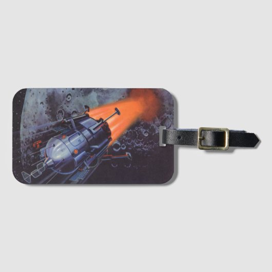 ヴィンテージ サイエンス フィクション、月ロケットの打ち上げ ラゲッジタグ (正面横)