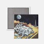 ヴィンテージ サイエンス フィクション、月面の宇宙ステーション マグネット (正面/裏面)